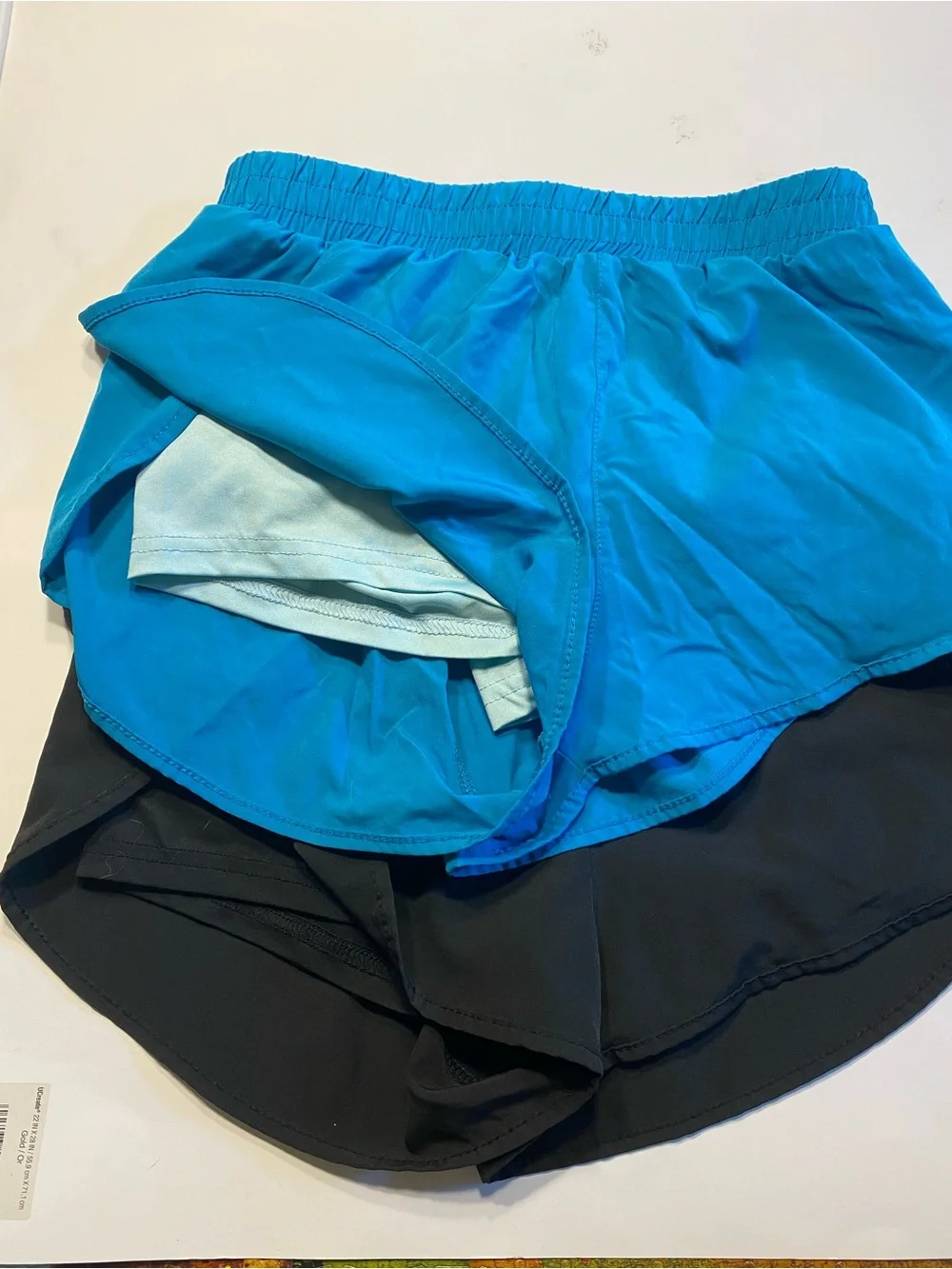 Women’s Shein Aqua and Black Layered Active Shorts - Picture 2 of 9